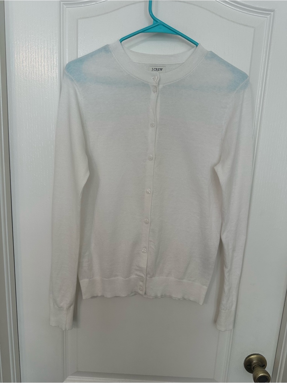 ⁠J.Crew White Cotton Button Up Cardigan S⁠